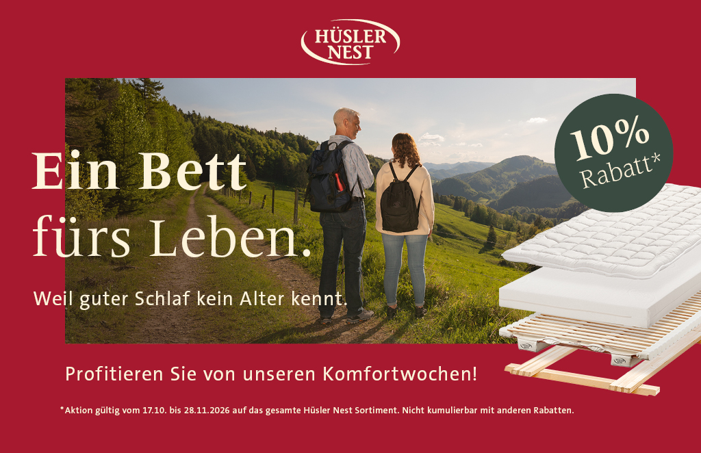 Aktionswochen bei Huesler Nest - Natürlich schlafen. Erholt aufwachen – die Komfortwochen 2026 bei Hüsler Nest